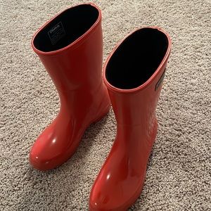 Red rain boots